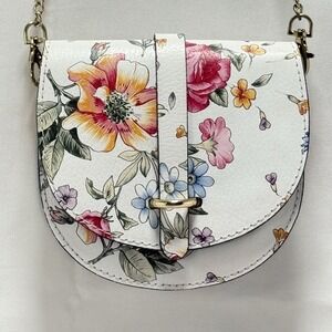 Italian Leather Floral Crossbody Purse Made In Italy Genuine Pelle Never‎ Used